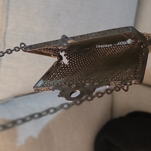 ANTIQUE / VINTAGE CIRCA 20’S-30’S ART DECO METAL MESH ENAMEL CHAIN PURSE - Picture 6 of 11
